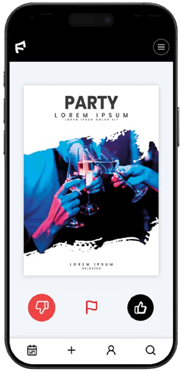 Flyer app interface running on a mobile device